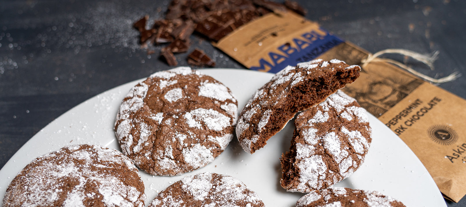 Chocolate Peppermint Crinkle Cookies