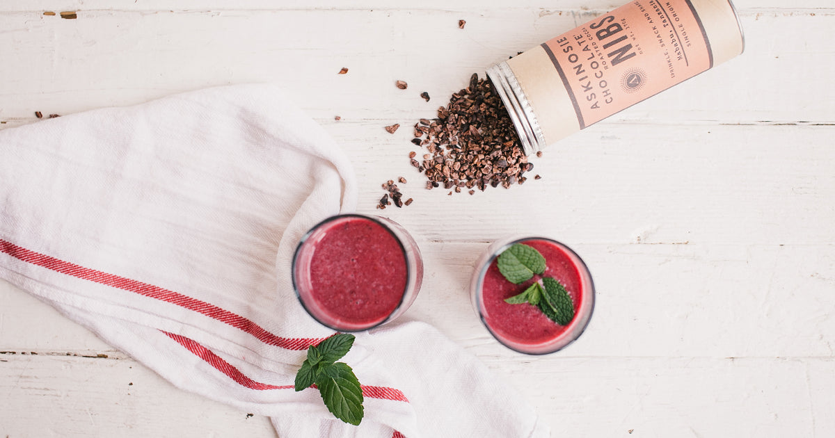 Raspberry Pomegranate Cocoa Nib Smoothie