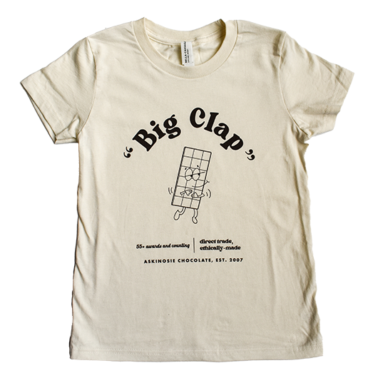 Natural tan colored t-shirt with Big Clap design