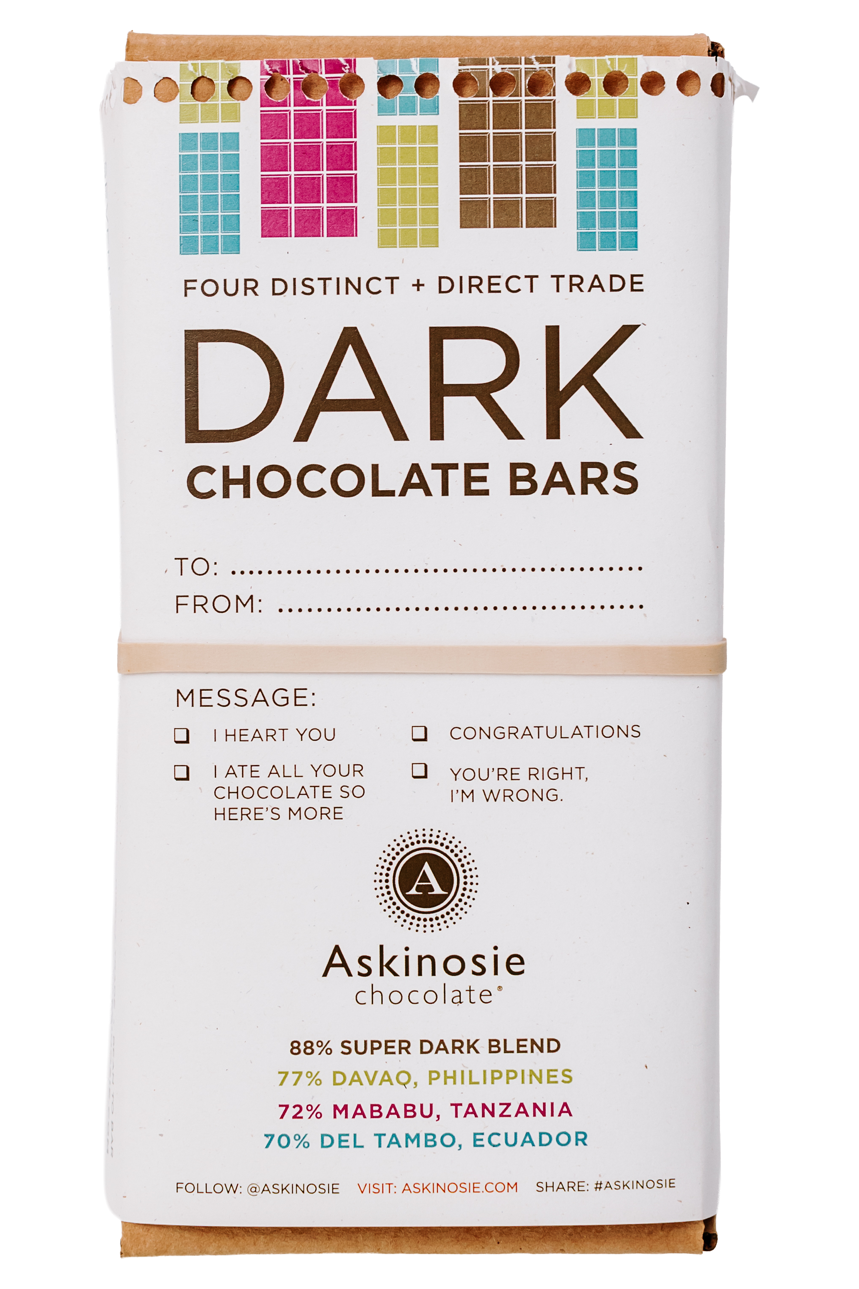 Askinosie Single Origin Dark Chocolate Four Bar Pack Gift Box