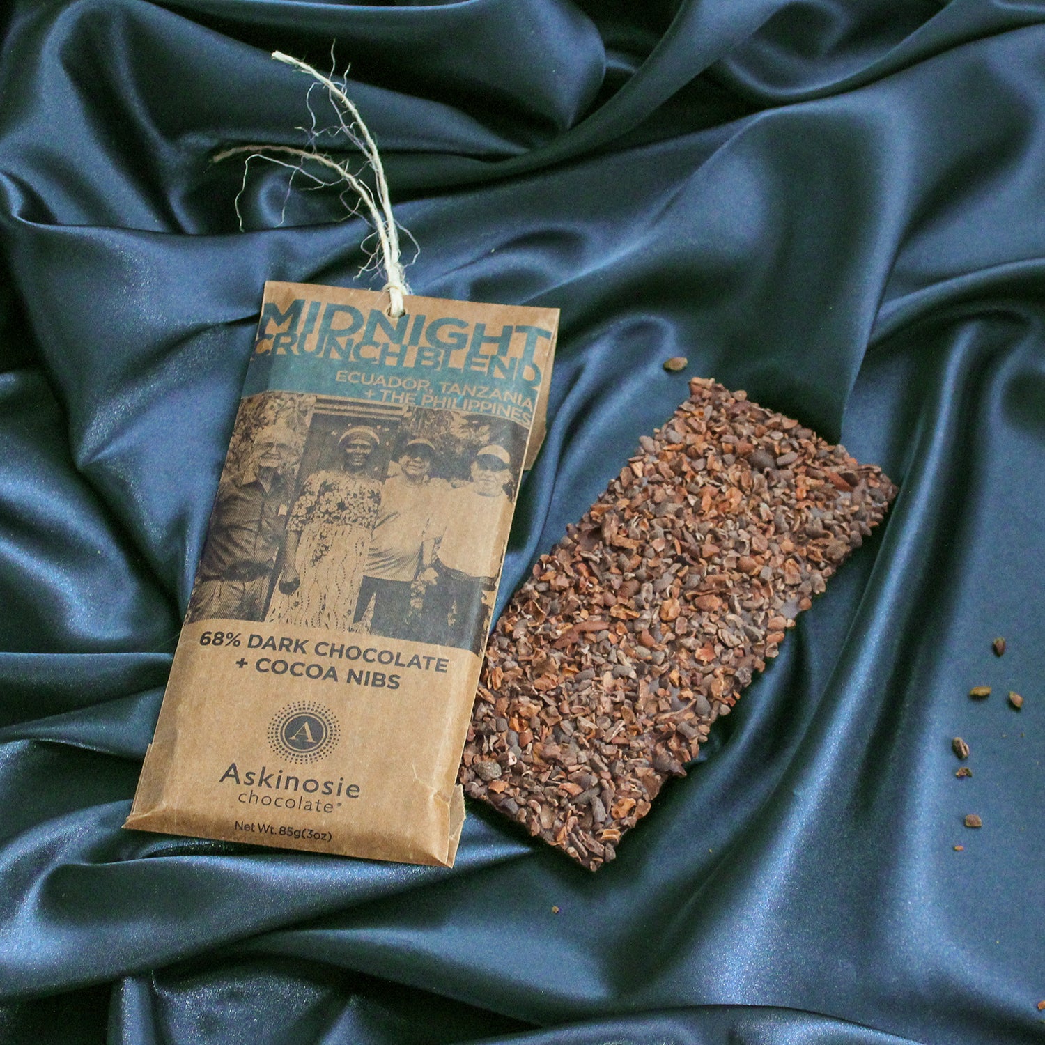 choco Midnight Crunch Blend 68% Dark Chocolate Bar