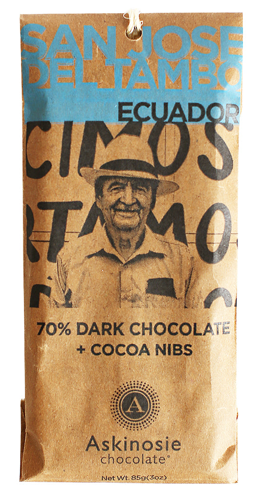 70% San Jose Del Tambo, Ecuador Dark Chocolate Nibble Bar
